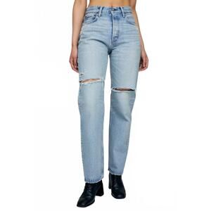 NEW MOUSSY tifton wide straight jean in light blue